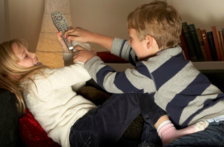 Children Fighting for the Remote Control