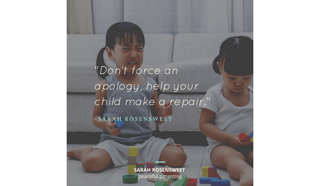 Don't force an apology, help your child make a repair Sarah Rosensweet Quote